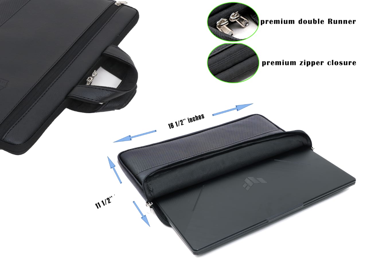 asroy® Artificial Leather Material Laptop Bag Sleeve Case Cover Pouch with Handle for(15.6'') inches Suitable for All Laptop, (15.6, Black)… (15.6, LR Black)