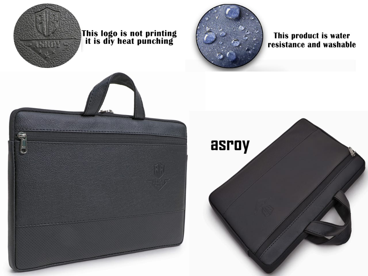 asroy® Artificial Leather Material Laptop Bag Sleeve Case Cover Pouch with Handle for(15.6'') inches Suitable for All Laptop, (15.6, Black)… (15.6, LR Black)