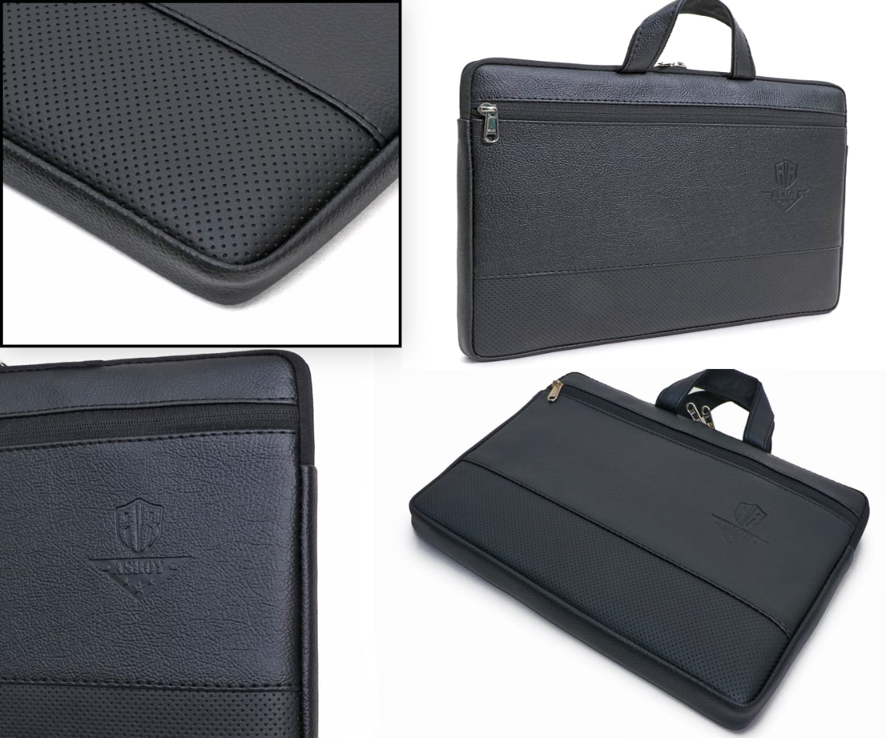 asroy® Artificial Leather Material Laptop Bag Sleeve Case Cover Pouch with Handle for(15.6'') inches Suitable for All Laptop, (15.6, Black)… (15.6, LR Black)